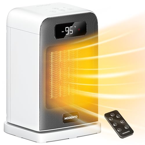 MORENTO Space Heaters for Indoor Use, 1500W Electric Heater, Room Heater with Heating and Fan Modes in Office with Thermostat, Small Space Heaters for