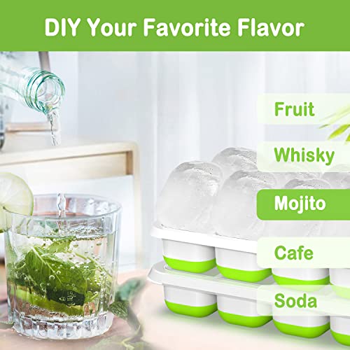 Ice Cube Tray, Silicone Ice Tray With Stackable And Spill-Resistant Lid, Easy Release Ice Cube Trays For Freezer, Bpa Free Reusable Ice Trays For Diy Flavor (2 Pack) #TOP2
