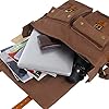 Laptop Bag 14.5 inch Mens Vintage Casual Canvas Messenger Bag Men's Military Leather Canvas Travel Briefcase Crossbody Satchel Shoulder School Bag for Notebook Laptop (Coffe) #3