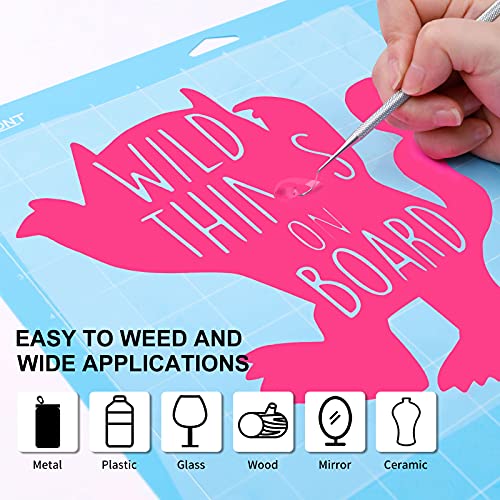 Image of HTVRONT Neon Pink Permanent Vinyl Roll - 12 inch x 50 FT Glossy Pink Adhesive Roll Vinyl for All Cutting Machine, Silhouette, Cameo Cutters, for Signs, Scrapbooking, Craft, Die Cutters
