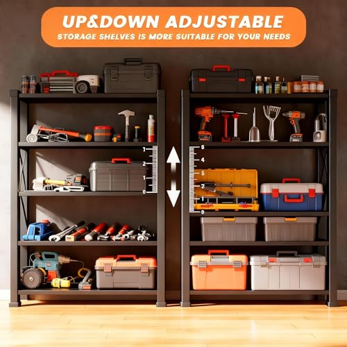 Image of Metal Garage Shelving Unit, Heavy Duty 6-Tier Adjustable Storage Rack, Steel Shelving,2000 lbs Capacity, Industrial Shelves for Heavy Tools and Equipment (6-Tier 77.4 inch H x 39.4 inch W x 17.7 inch D)
