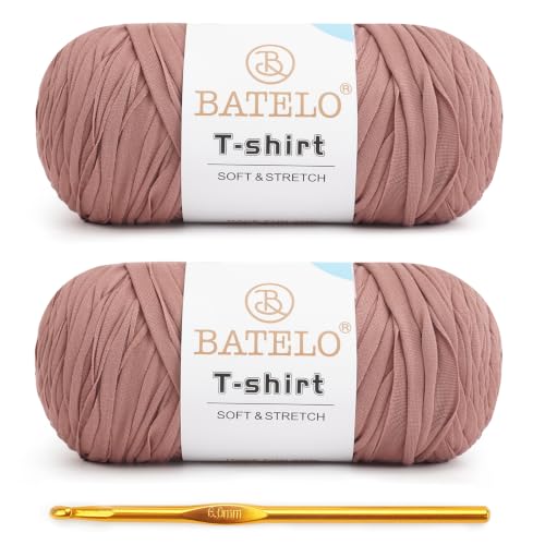 Image of 2 Pack T-Shirt Yarn for Beginner Crochet Bags /Basket /Coaster, 400g /144yds High Elastic Thick Polyester Fabric (Rubber Red)