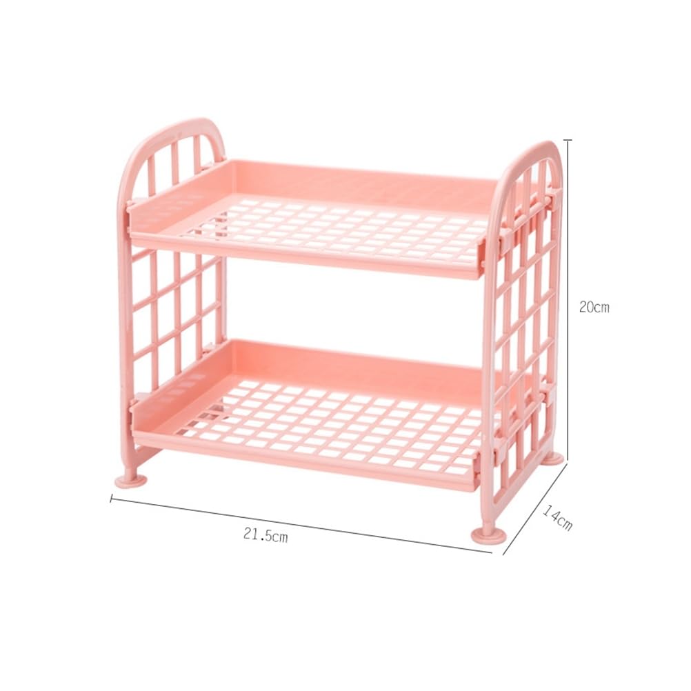 Alipis 2 Layers Plastic Storage Rack Kitchen Bathroom Countertop Organizer Shelf for Shampoo Soap Toiletries Easy Installation Space Saving - Image 3