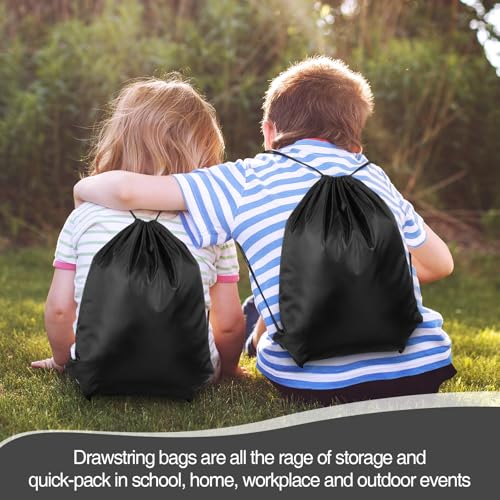 Image of Shappy Drawstring Backpack Bulk Sports Gym Cinch Bag Polyester String Bag for Men Women(Black,150 Pcs)