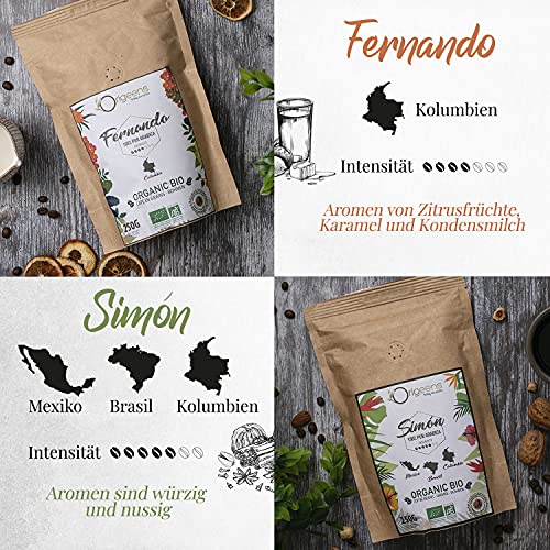 ORIGEENS Bio Kaffeebohnen Probierset 1kg | Premium Bio Arabica Kaffee Ganze Bohnen Set 4x250g |...