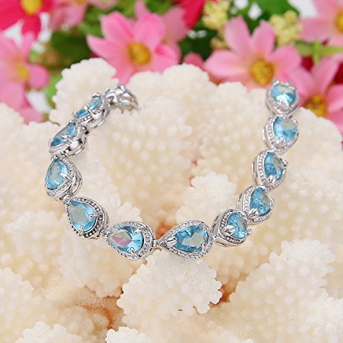 EVER FAITH Prong Cubic Zirconia Wedding Tennis Bracelets for Women, Teardrop Birthstone Bracelet for Women Prom, Bridal Jewelry4