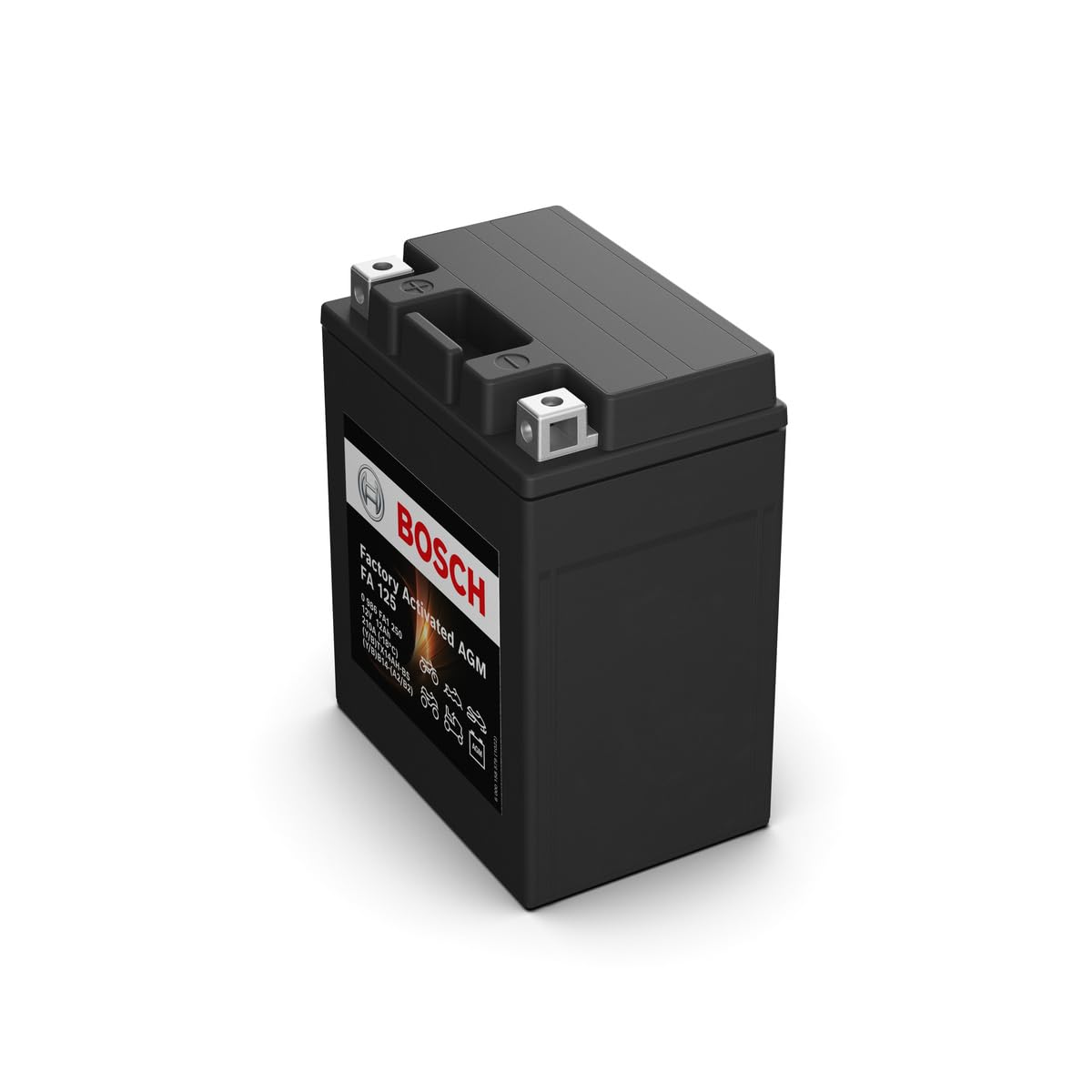 Bosch FA125 - Batería para Motocicletas AGM - 12V 210A 12Ah - Adecuada para motocicletas, motos de enduro, scooters, quads, motos de agua - Compatible M4F35, M4F37, BTX14AH-BS, BB14-A2, BB14-B2