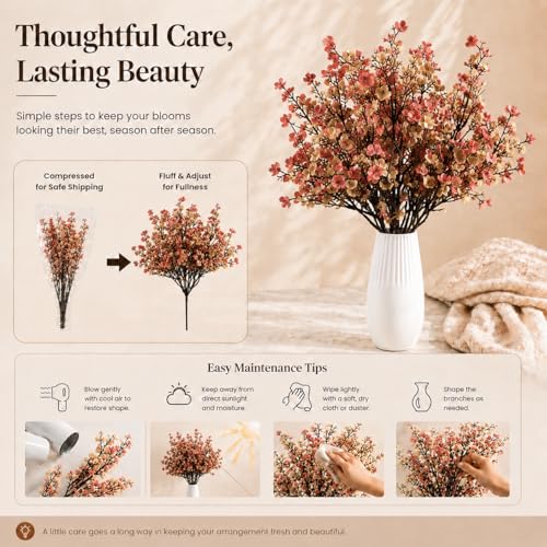 Image of Mandy's 6 Bundles Artificial Beige Brown Baby's Breath Flowers