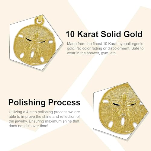 Gold Sand Dollar Charm - 10 Karat Solid Gold - Sand Dollar Pendant - Seashell Pendant Charm - Nautical Jewelry2
