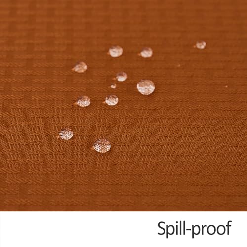Image of maxmill Rectangle Weaved Design Tablecloth Waterproof Spillproof Wrinkle Free Fall Table Cloth, Kitchen Dining Room Thanksgiving Decoration, Fabric Table Cover Halloween Party, 52 x 70 Inch, Rust