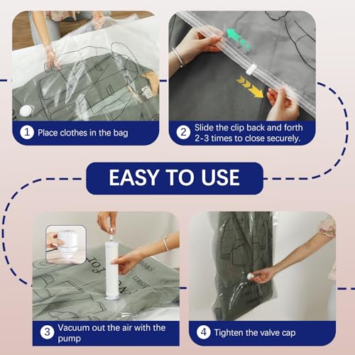 Gucass 6er Vakuumbeutel für Kleidung, 110 x 70 cm Vakuumbeutel Hängende, Vakuumierbeutel Kleidung mit pumpe, Platz sparen Kleiderschrank Organizer, Vacuum Bags for Clothing, Anzüge, Mäntel, Jacken