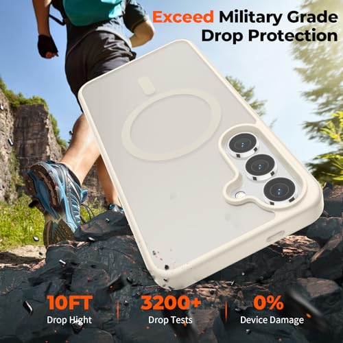 Image of SUPFINE Magnetic for Samsung Galaxy S24 Plus Case / S25 Plus Case with Screen Protector, (Built-in Magnets) (Military Grade Drop Protection) Slim Translucent Shockproof Phone Case,Stone