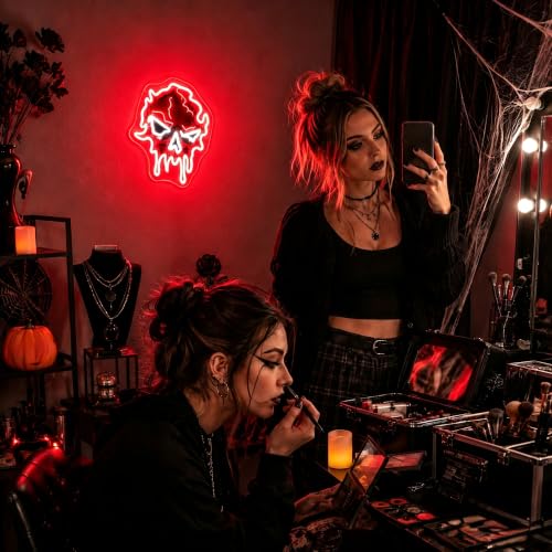 Image of Neon Sign, Skull Neon Signs for Wall Decor LED Signs Neon Light
