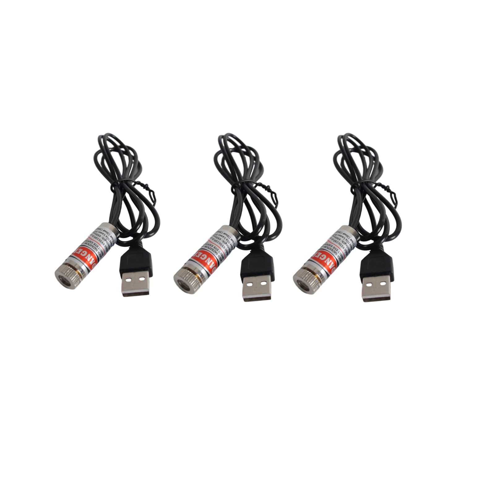 Red line Laser Module, Industrial Laser Module, Adjustable Focus, line Length 39″USB Connector Diameter 12mm(traverse-3pack)