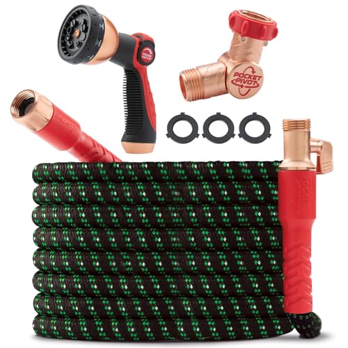 Pocket Hose Ballistic Double UV Edition 100 FT Expandable Garden Hose w/Pocket Pivot Swivel Connector, Anti-Burst Sleeve Reinforced w/Bulletproof Fiber, Lightweight, No-Kink, Compact, AS SEEN ON TV