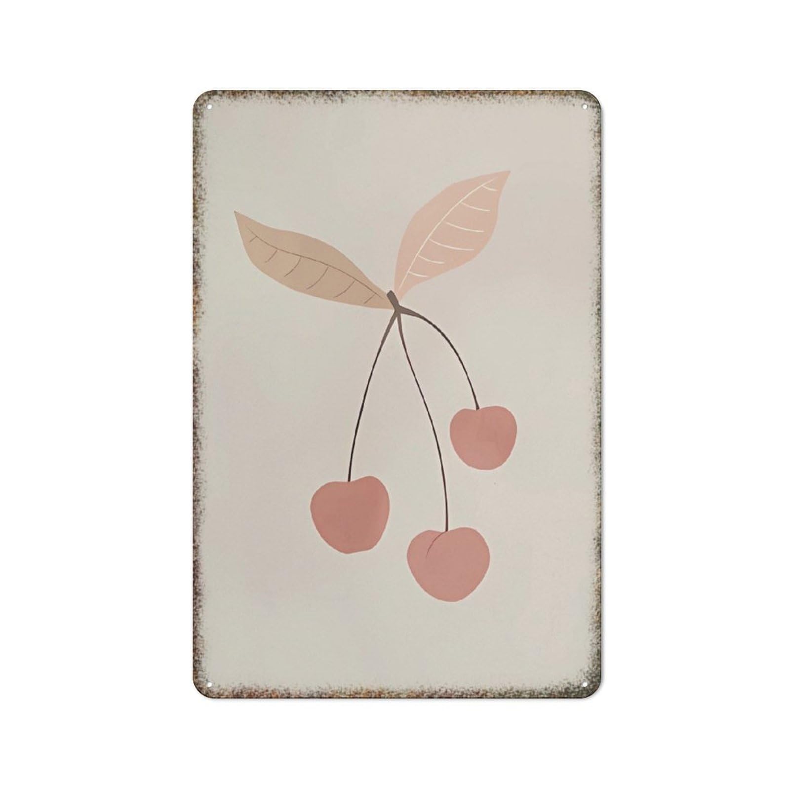 Colorful Cherry Fruit Wall Print Funny Gift Retro Metal Decor for Bar Pub College Dorm Household 8x12 Inch