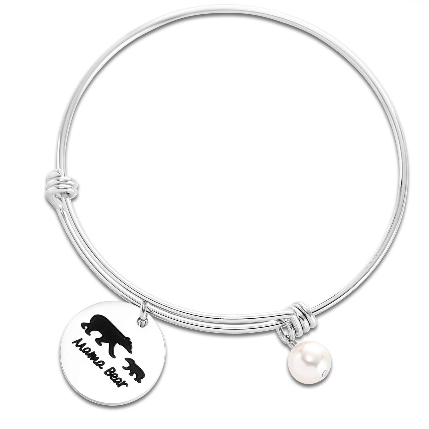 HUTIMYMama Bear Necklaces Gifts for Mom Mommy Bears Bangle Bracelet Jewelry Mama Bear Bracelet