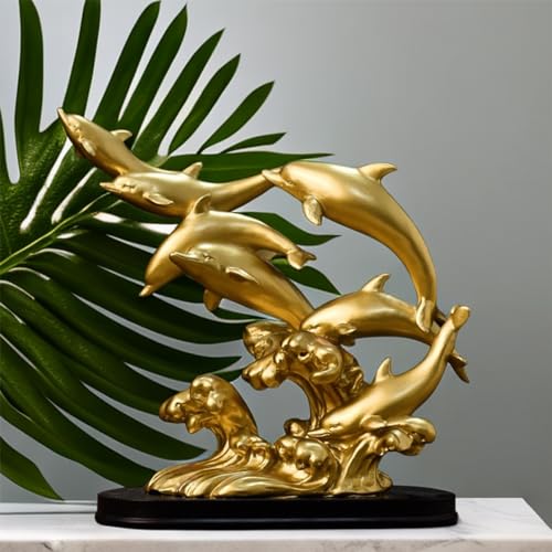 Estatua de Delfín Dorado para Decoración de Hogar miniatura 7