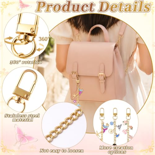 Image of Wurosi 20 Pcs Metal Keychain Making Kit, Bag Charm Chains,Gold
