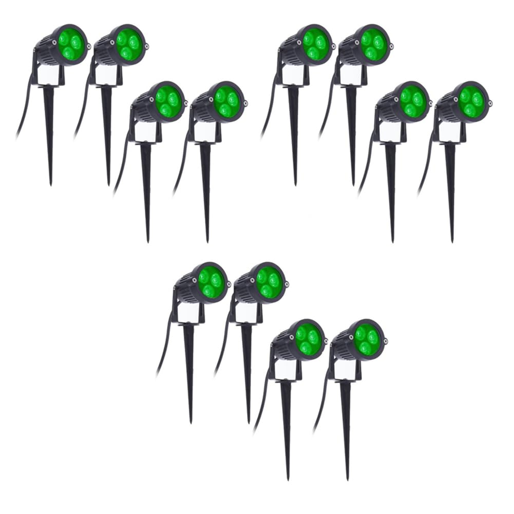 Hndhbfgrt 12Pcs LED Garden Lights 3W 220V Outdoor Spotlight with Spike IP65 Waterproof Garden Landscape Decorative Lamp Green