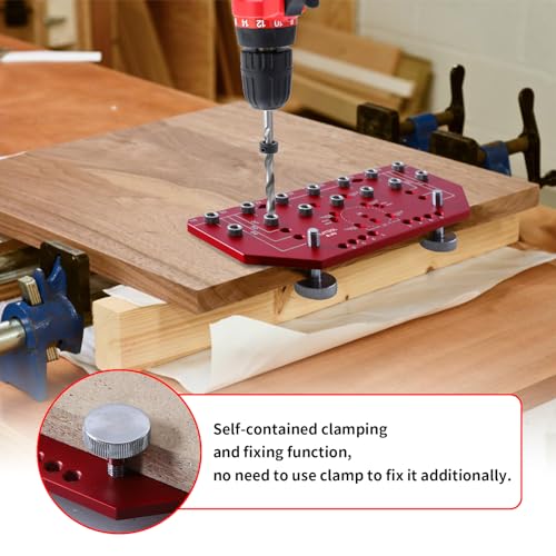 Image of RUITOOL Shelf Pin Jig and Hinge Jig Two-in-One, Self-contained Clamping Function All Metal Shelf Pin Drilling Jig with 1 /4 inch and 5mm Drill Bits, Shelf Jig and Cabinet Hardware Jig Tool Drill Guide