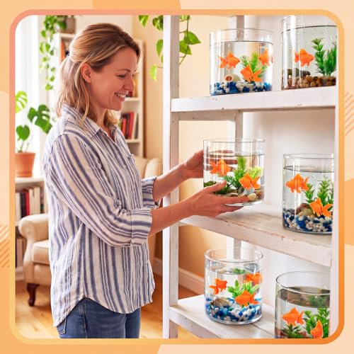 Image of Sumind 100 Pieces Orange Color Fake Floating Fishes Plastic Fake Goldfish Artificial Aquarium Fishes Colorful Realistic Artificial Moving Fish Ornament Decorations for Aquarium Fish Tank