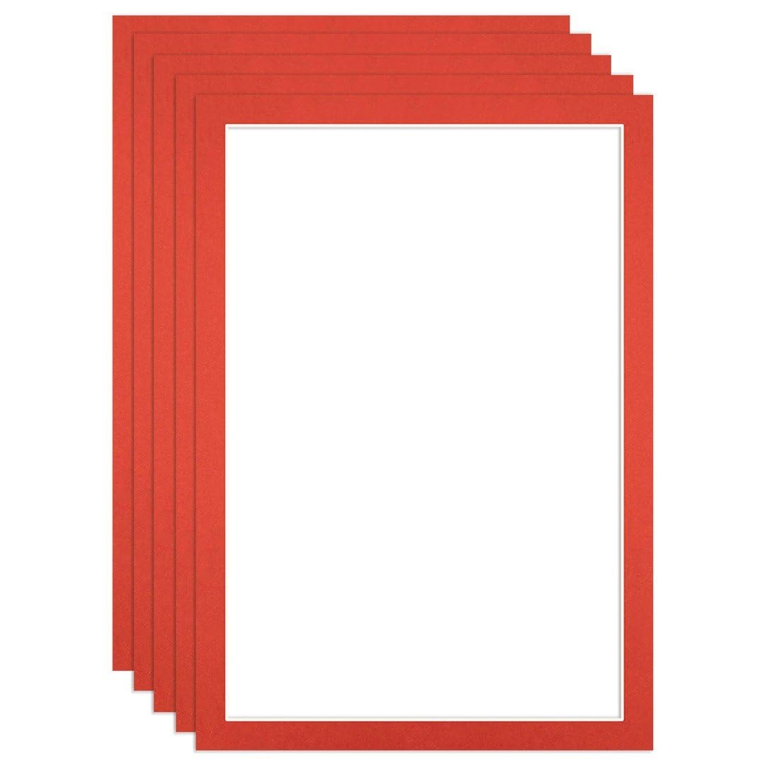 Procut Global 100x70cm Poppy Red Picture Mounts to Fit 90x60cm Aperture - Precision Cut Cardboard Photo Mount - Ideal for Frames, Prints, Artwork & Certificates - Sizes & Colours Available - 5 Pack