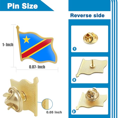 Image of 12 /24 /50 /100Pcs Official Congo Flag Pins Bulk - Metal DR Congo Kinshasa DRC National Lapel Pin