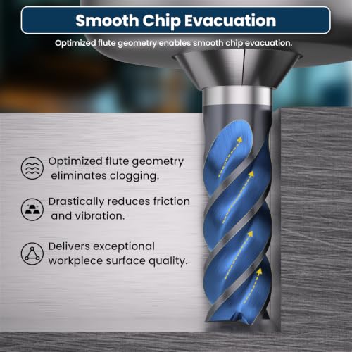 Image of Carbide Square End Mill - 4 Flute - 3 /8 inch 4T (1 Piece, 3 /8 inch) - for Milling Alloy Steels, Hardened Steel, Metal & More - Mill Bits Sets for DIYers & Professionals