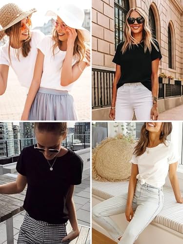 Elesomo Womens Tshirts Short/Long Sleeve T Shirts Casual Crew Neck Tee Basic Tops4