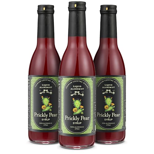 Image of Liquid Alchemist Prickly Pear Syrup for Cocktails | Real Ingredients Make our Prickly Pear Puree a Perfect Margarita Mix | Small Batch, Non-GMO & Vegan | 12.7 oz Drink Mixer, Pack of 3