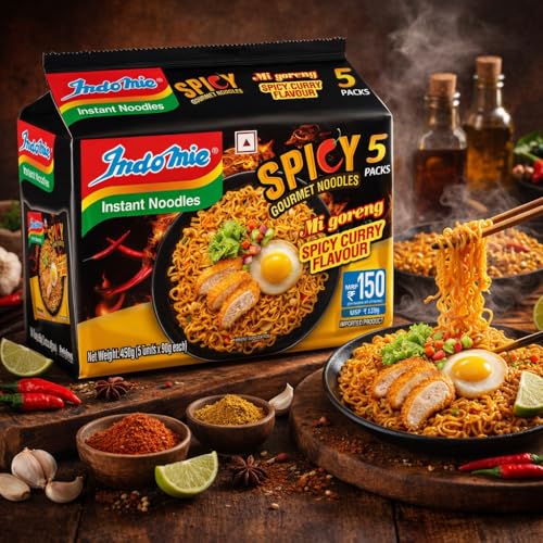 Image of Indomie MI Goreng Spicy Curry Flavour, Instant Noodles, 450g