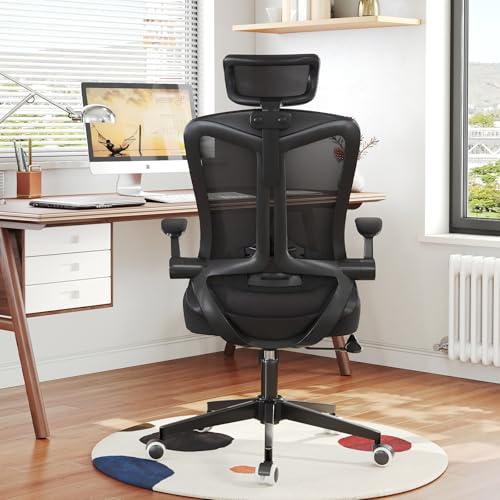 Image of Office Chair (07Black, Chair) | 360 Swivel Adjustable Lumbar Support & Flip-Up Armrests capacity 300 lbs capacity