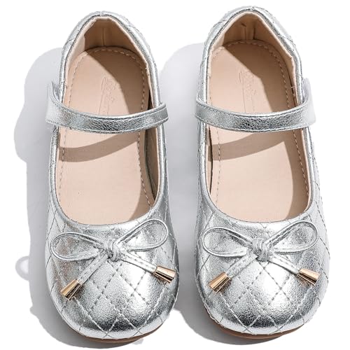 WUIWUIYU Toddler Girls Ballet Flats Shoes Ballerina Bowknot Bell Mary Jane Princess Dress Shoe for Wedding Party School Birthday2
