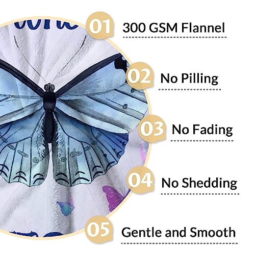 Personalized Butterfly Blanket Gifts with Name - 30"x40" Cute Throw for Women, Girls - Purple Soft Fuzzy Blankets for Couch & Office