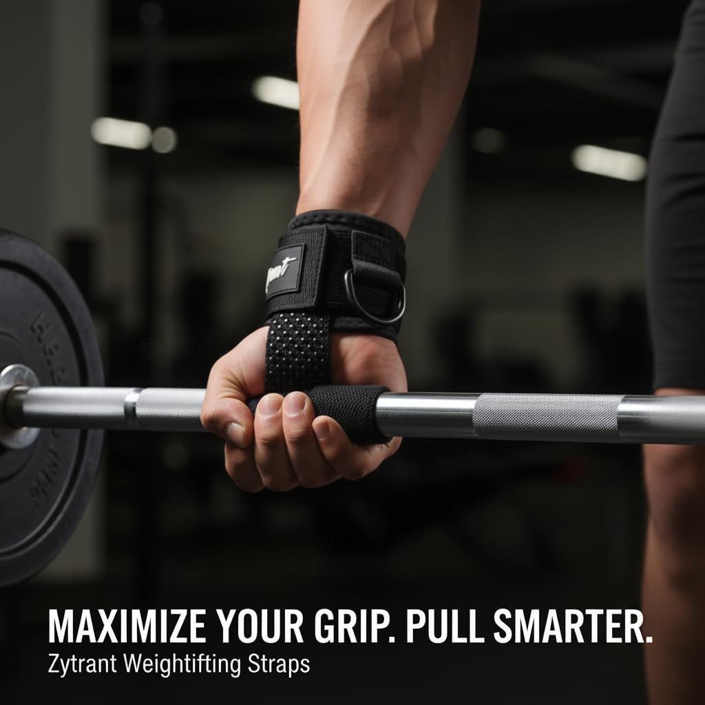 Weight Lifting Straps with Cuffed D Ring,Heavy Duty Thyick Comfortable Lifting Straps, Secure Fit, Enhanced Grip, Straps for Weightlifting & Gym Training - Image 4