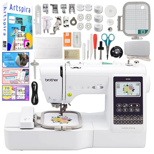Brother SE700 Combo Embroidery & Sewing Machine with 4' x 4' Embroidery Hoop and 40+ Accessories