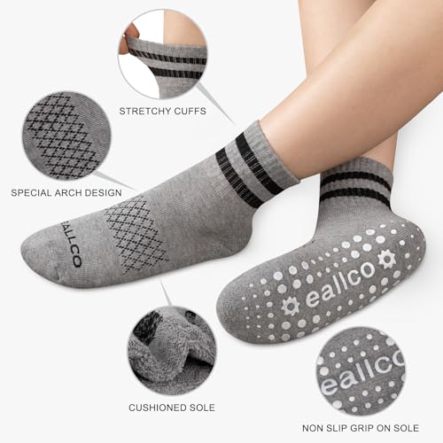 Pilates Grip Socks for Women Non Slip Grippy Athletic Yoga Socks for Barre Ballet Hospital 3 Pairs3