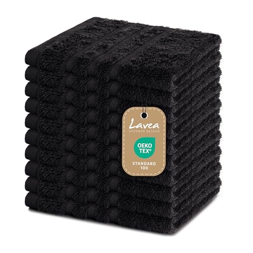 Lavea Lot de 10 Serviettes de Toilette 30 x 30 cm – Serviettes d'invité de qualité supérieure...