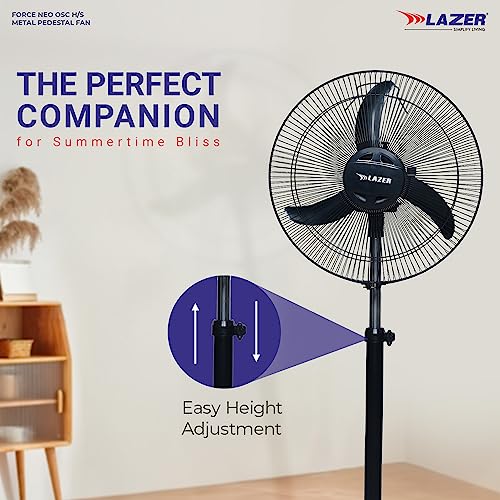 Image of Lazer Force High Speed 400mm Farrata Pedestal Fan Black (Mettallic Black)