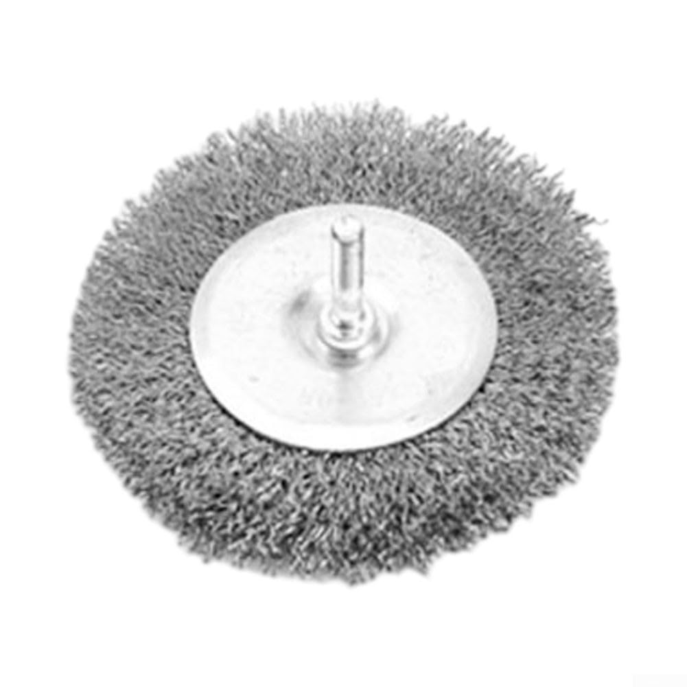 Cepillo de rueda de alambre para taladro, rueda de molienda de copa de 100 mm con vástago de 6 mm, alambre de crimpado de acero al carbono para óxido y extracción, compatible con