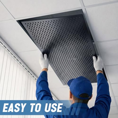 Image of DoubleFill 2 Pack 2' x 4' Plastic Perforated Tiles with 1 /2 inch Holes 24 inch x 48 inch Black Drop Ceiling Tiles Plastic Ceiling Grid Covers