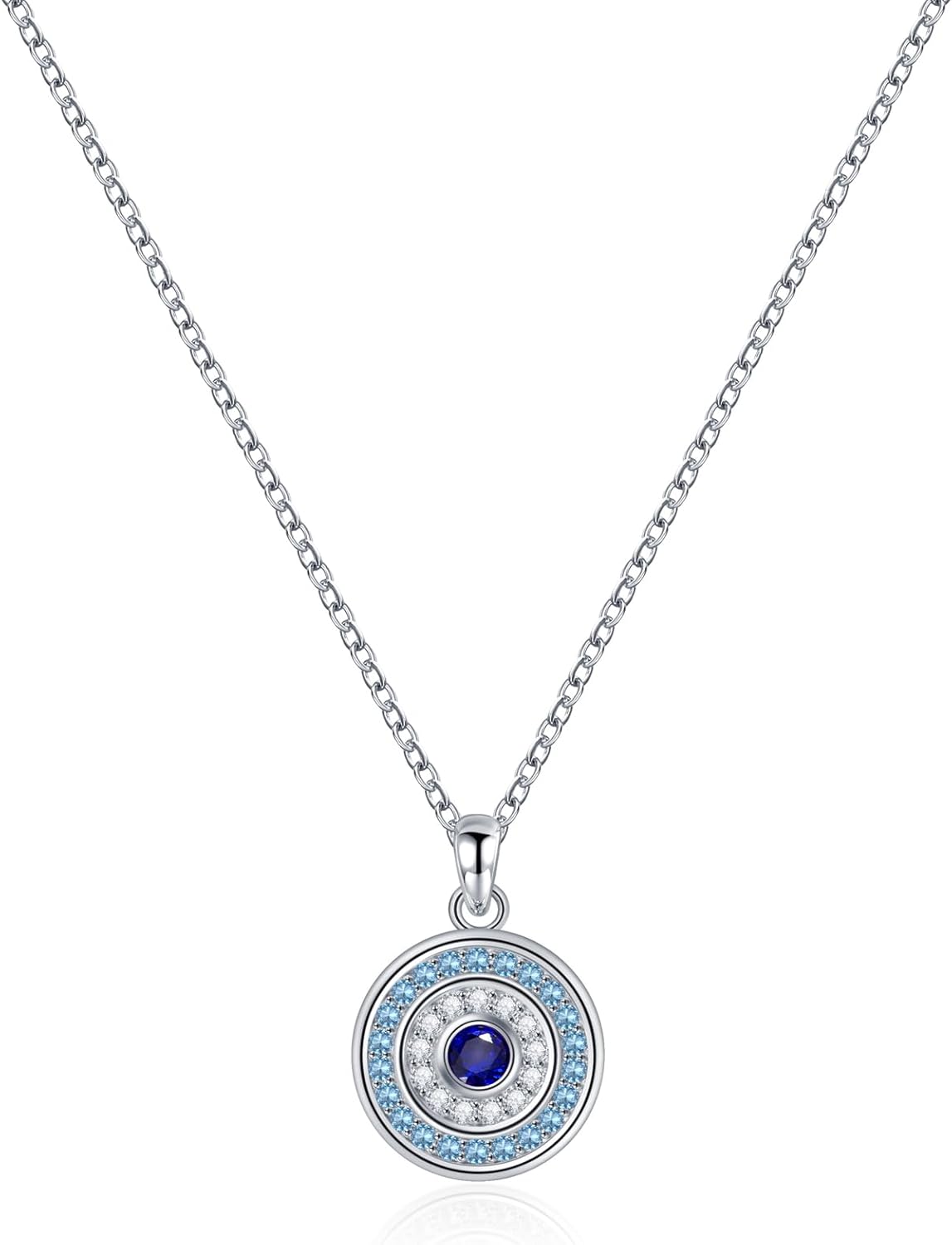 White Gold 14K Gold Plated Necklaces for Women Evil Eye Necklace for Women Girls Evil Eye Hamsa Hand of Fatima Pendant Necklace Good Luck Necklace Jewelry