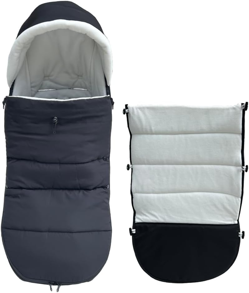 Baby Stroller Warm Footmuff Compatible with Babyzen YOYO, Universal Stroller Repellent Winter Bunting Bag - Soft Lining and Splashproof Surface - Add Thick Pad - Machine Washable (Black)