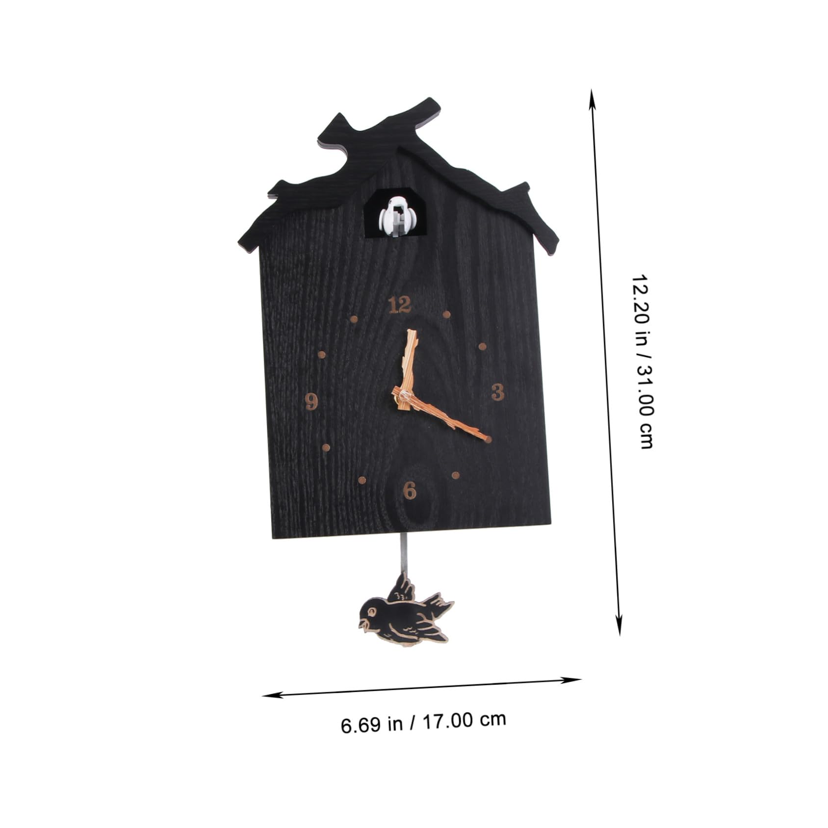 PRETYZOOM Reloj de Pared de Madera Creativo para Hogar Elegante con Timbre y Péndulo para Salas de Estar y Dormitorios