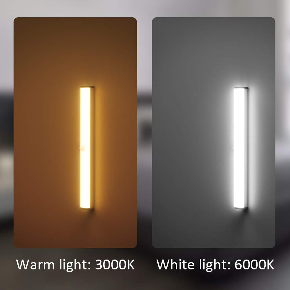 La luz del Sensor, Armario de luz, LED portátil Noche la luz, Debajo del gabinete, Blanco cálido, Seguro Recargable Luces Wireless Stick-On, magnético, 2-Pack,White Light,5