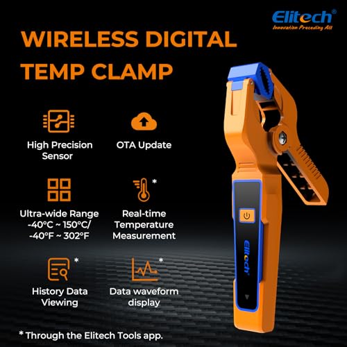 Kit digital inalámbrico Elitech para HVACR con manómetro y abrazaderas miniatura 6