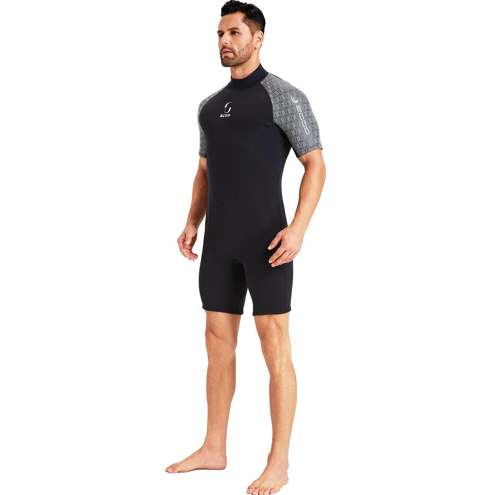 Wetsuits Combinaison de plongée Courte en néoprène pour Homme et Femme avec Fermeture éclair dans Le Dos 3 mm pour Le Surf, la plongée avec Tuba, Le canoë, Le Stand up Paddleboard, Le Kayak (Gris)