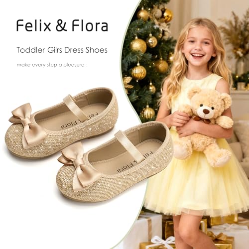 Image of Felix & Flora Toddler Flower Girl Dress Shoes - Girl Ballet Flats Party School Shoes Wedding