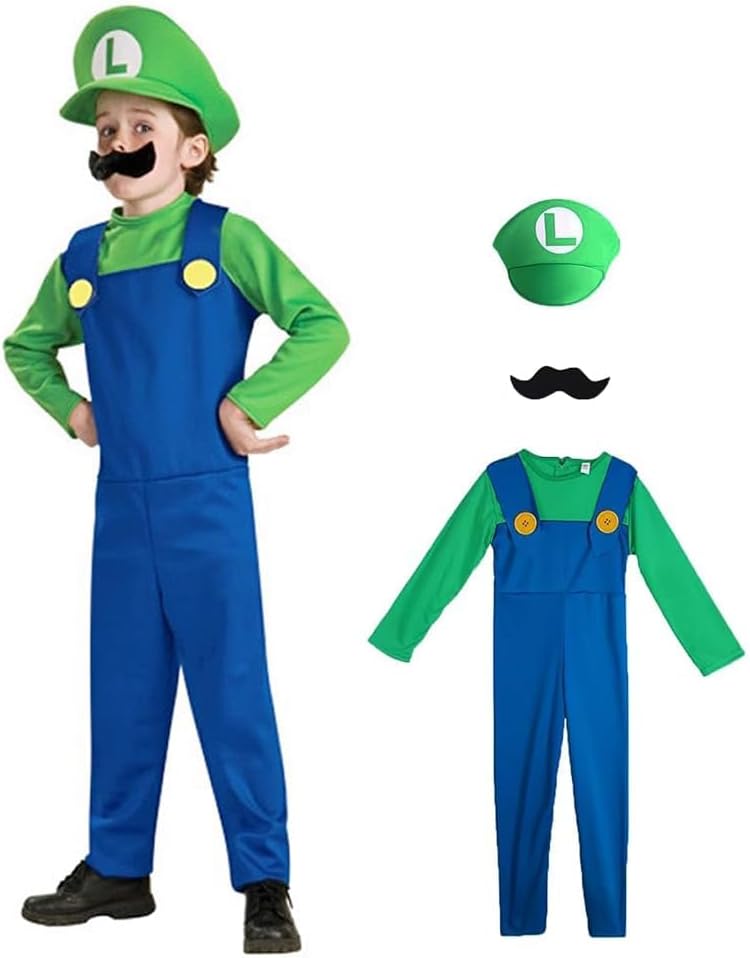 Super Brothers Costume Halloween Cosplay Jumpsuits For Kids and Adults